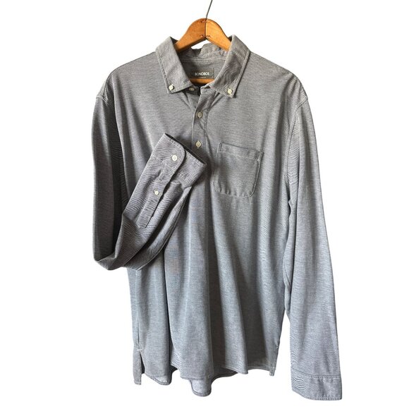 Bonobos Gray Standard Fit Long Sleeve Polo Shirt Pima Cotton Button Down XXL - Picture 1 of 4